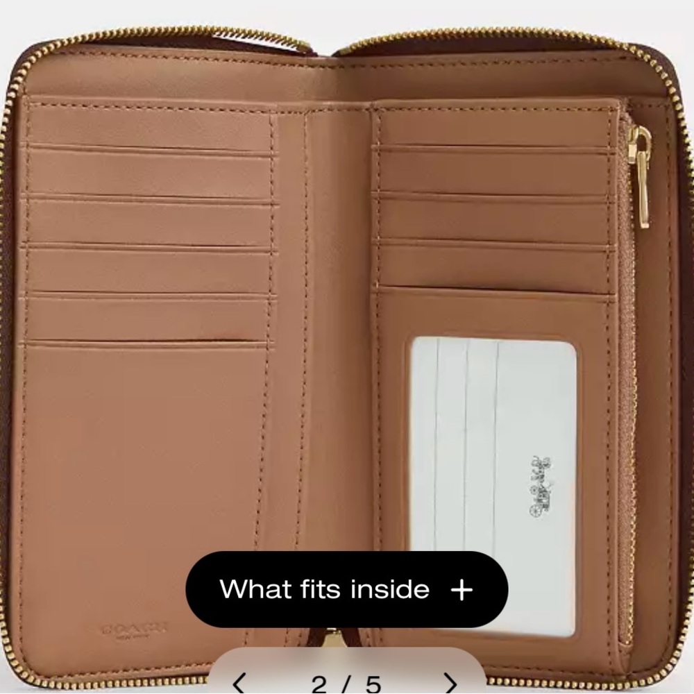 Coach Brown Signature Zip Wallet - Picture 3 of 11